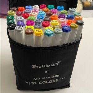 Art Markers Set 50 Colors + 1 Colorless Blender Craft Hobby Drawing Illustration
